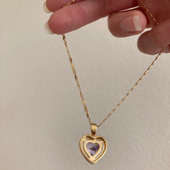 New Vanessa Mooney mini heart necklace purple amethyst pendant necklace - Picture 10 of 10